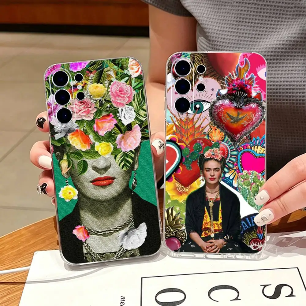 Art F-Fridas K-Kahlo COOL Phone Case For Samsung S25,S24,S21,S22,S23,S30,Ultra,S20,Plus,Fe,Note,10,9,5G Transparent Cover