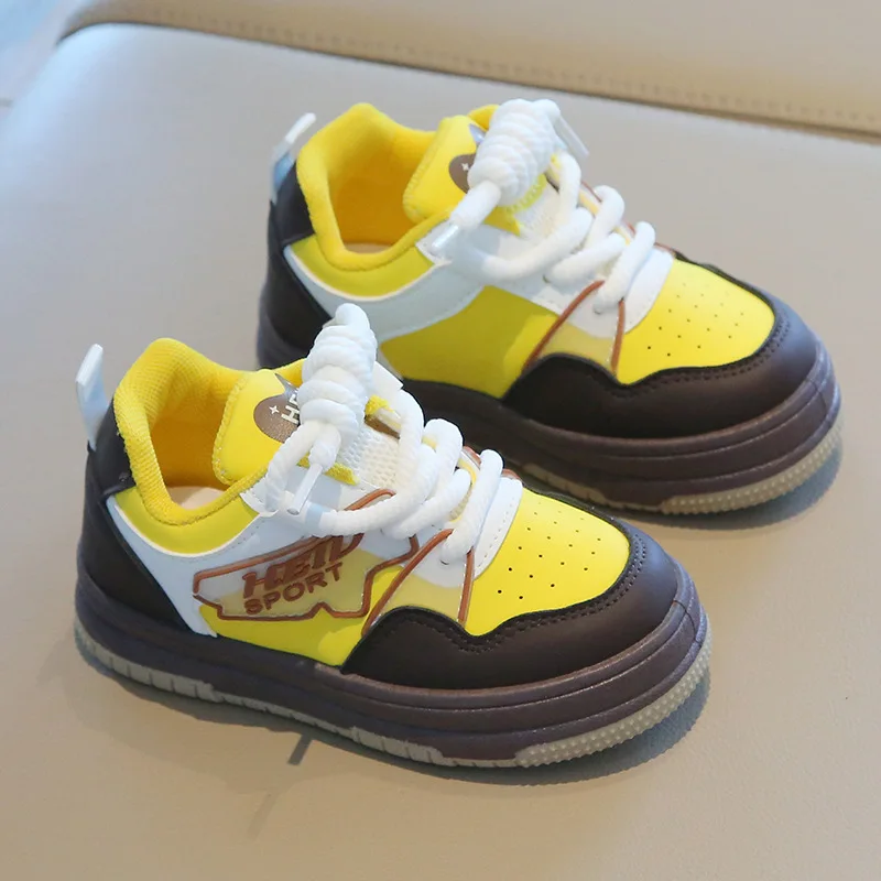 Meninos primavera tênis meninas outono casual sapatos de sola macia crianças sapatos de tabuleiro alta superior neutro laço frontal cor bloqueio