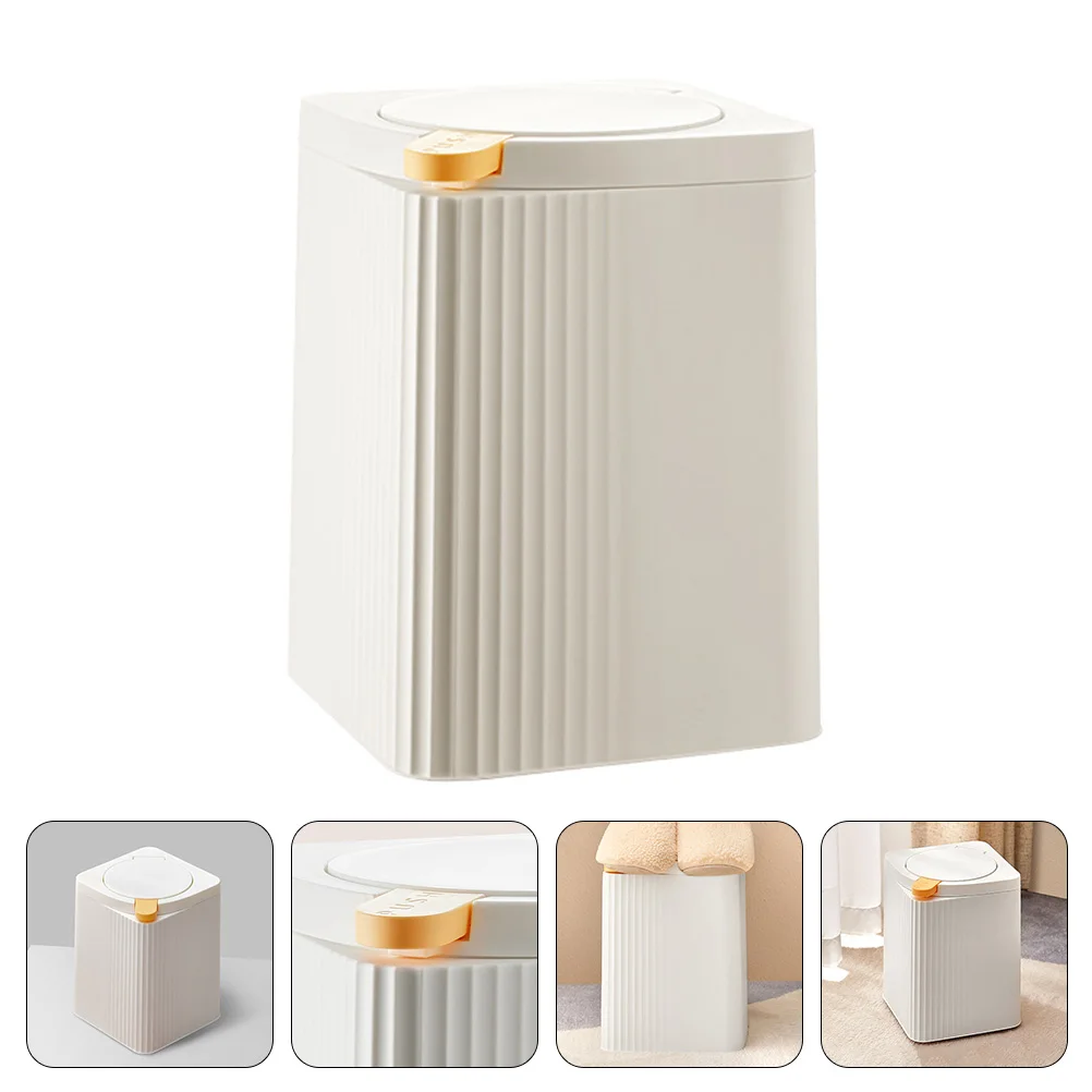 

Press Trash Can Household Debris Storage Bin Lidded Garbage Container For Kitchen Bathroom Bedroom Plastic Dust Bin Rubbish
