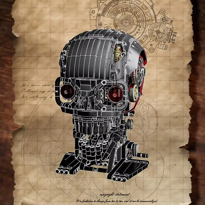 Zestaw klocków konstrukcyjnych Mechaniczna Czaszka 1099 elementów 13089 Model Robotycznej Czaszki DIY dla Dorosłych i Dzieci Prezent na Boże Narodzenie i Urodziny
