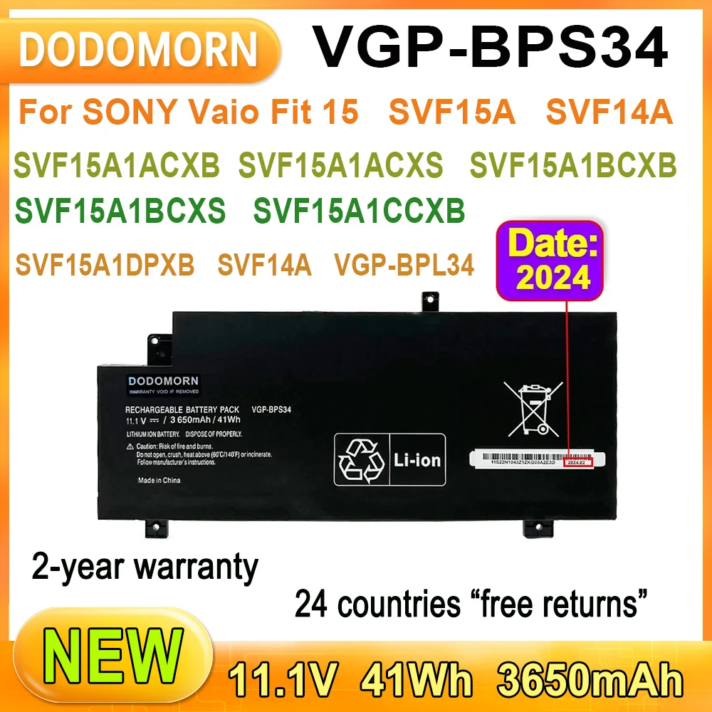 New VGP-BPS34 Laptop Battery For SONY Vaio Fit 15 SVF15A SVF14A SVF15A1ACXB SVF15A1ACXS SVF14A SVF15A1DPXB SVF15A1BCXS VGP-BPL34