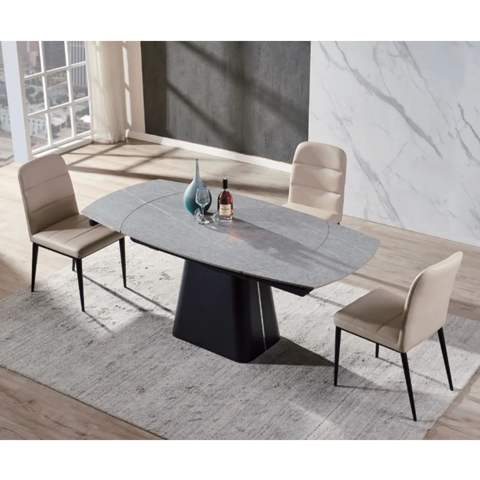 Modern Sintered Stone Top Contemporary Rotating Extendable Dining Table