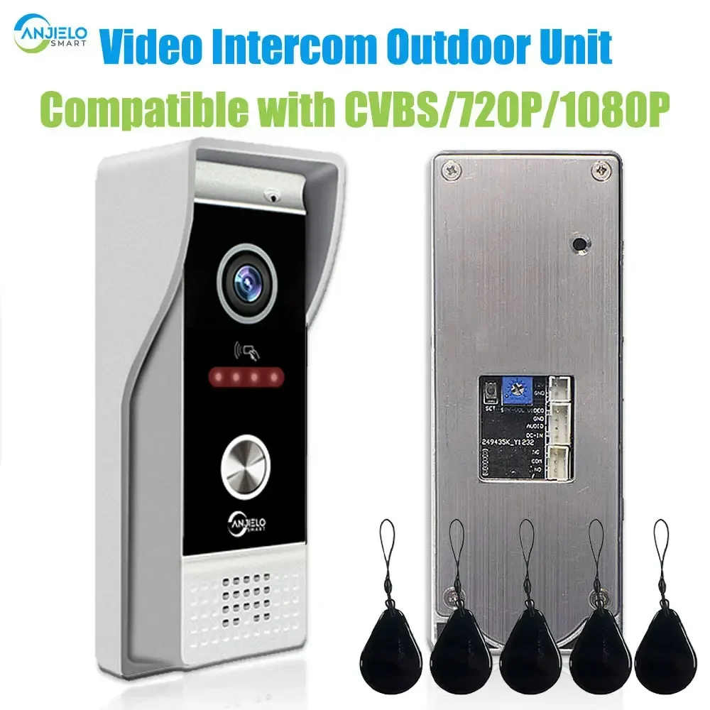 Metal Doorbell Video Intercom Outdoor Unit Compatible CVBS/720P/1080P IP65 Waterproof Infrared Night Vision With RFID Swipe Card