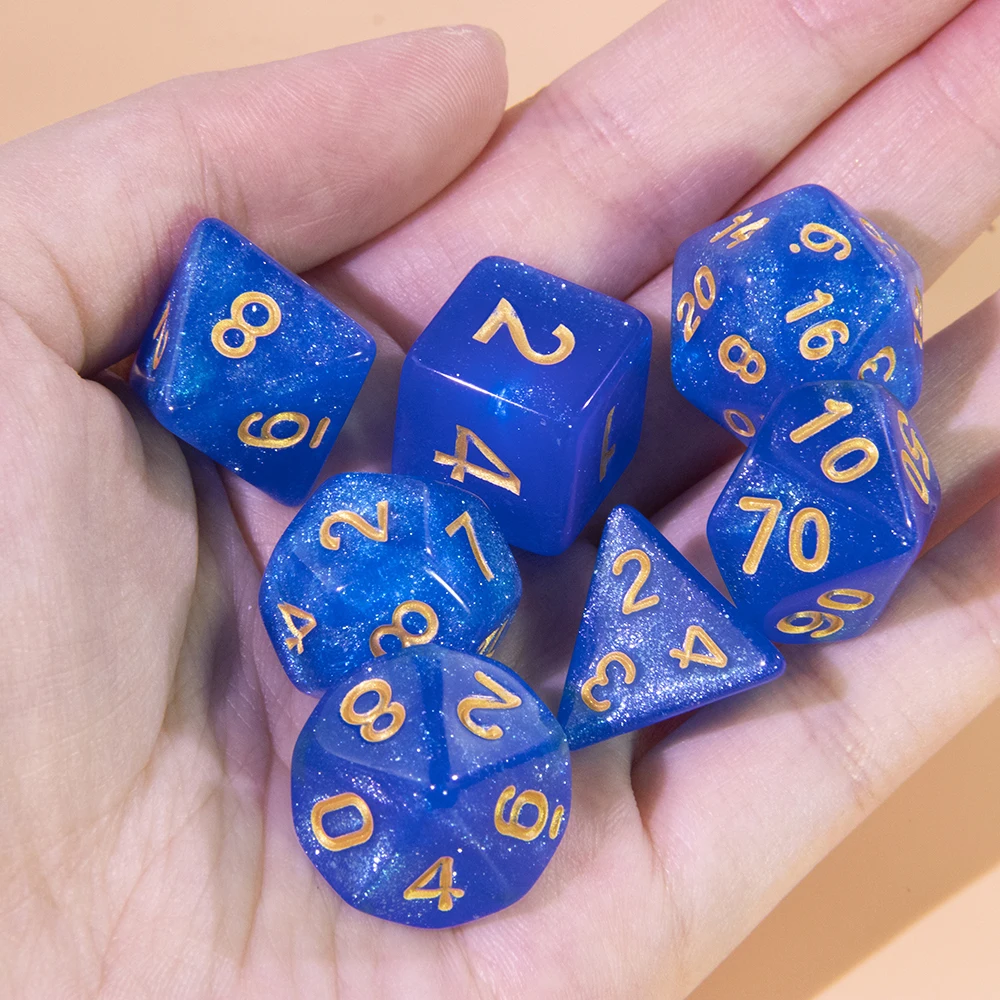 

Блестящие игральные кости, 7 шт./компл., многосторонние игральные кости, игральные кости для ролевой игры DND
