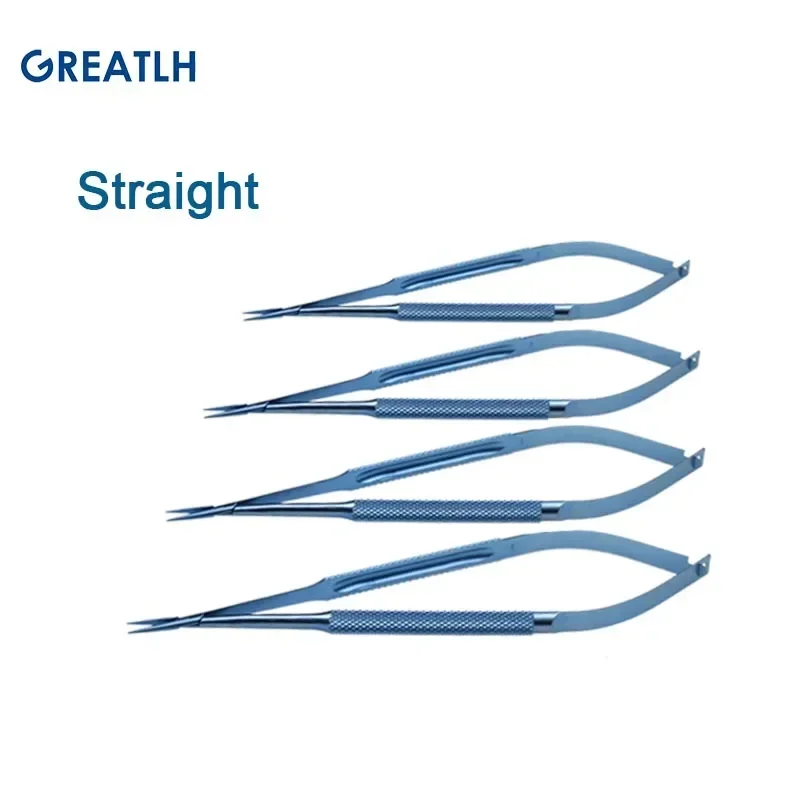 1pcs Ophthalmic Needle Holder Needle Holding Pliers Without Lock Titanium Alloy Ophthalmic Instrument Straight Curved
