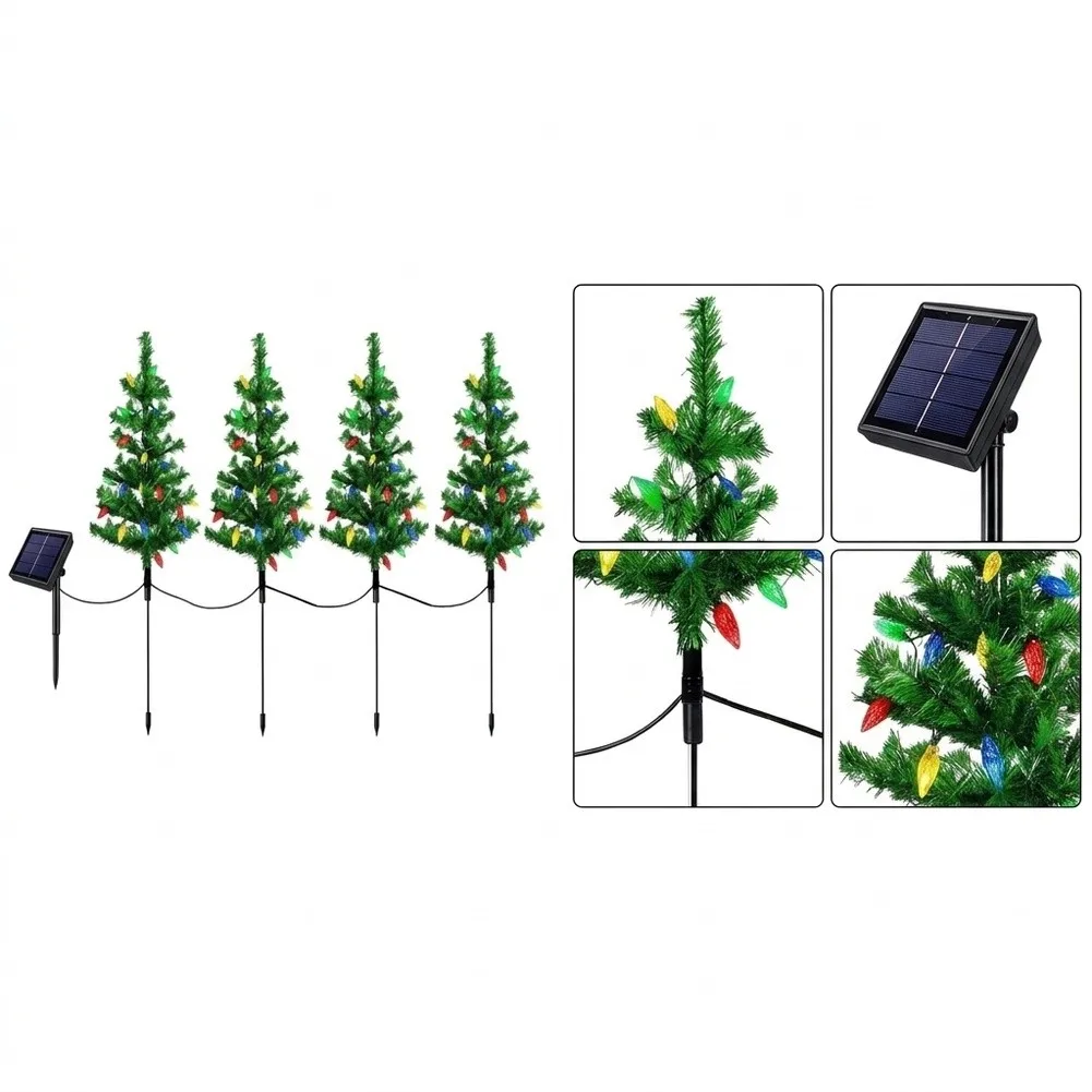Solar Powered Christmas Tree Lights IP65 Waterproof LED Fairy String Light Auto On Off 8 Lighting Modes Outdoor Xmas Party Decor