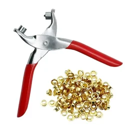 1 Set 1/4 Inch Grommet Eyelet Plier Set, Eyelet Hole Punch Pliers Kit With 100 Metal Eyelets, Grommet Tool Kit For Leather Cloth