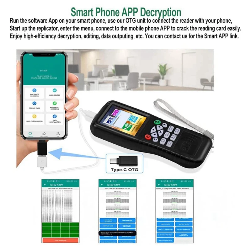 Multi Frequencies RFID Smart Card Programmer, RFID Reader Writer Duplicator, NFC Reader, Encrypted Card Decoder-A69M