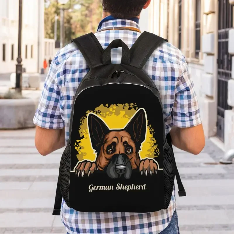 Mochila portátil para mulheres e homens, mochila casual para escola, estudantes universitários, bolsas engraçadas para animais de estimação, pastor alemão