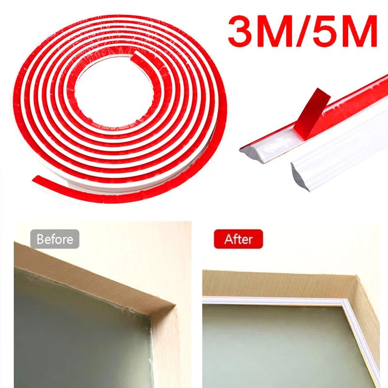 TPE Self-Adhesive Ceiling Strip Home Wall Corner Decoration Caulk Strip 3D Wall Sticker Skirting Line Ceiling Top Corner Decor