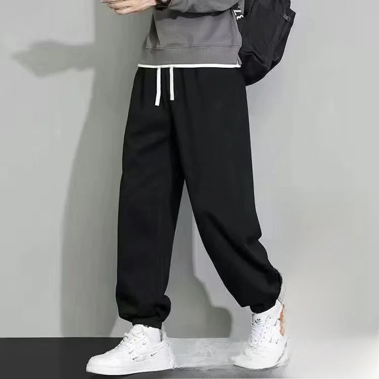 

Мужские свободные брюки большого размера с цветной отделкой и флисовой подкладкой, повседневные, осенне-зимние, теплые, универсальные, для отдыха