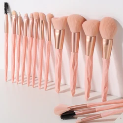 KOSMETYKI 15Pcs Makeup Brushes Rubber Paint Handle High Quality Soft Hair Powder Blush Eye Brush Complete Makeup Tools