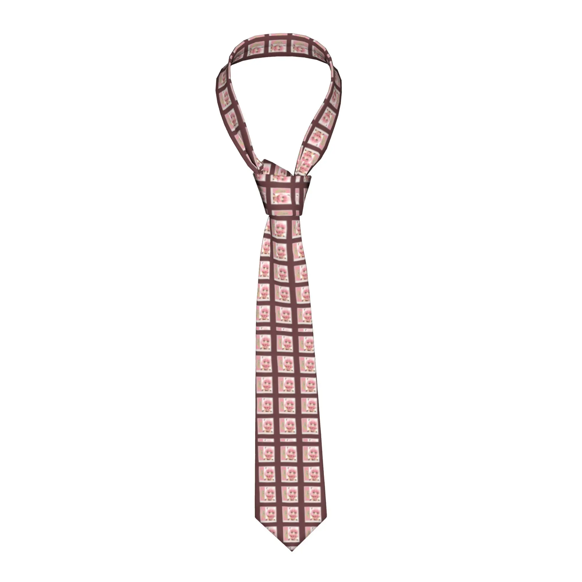 Anya Neon Vintage Photo on Brown Necktie Unisex 8 cm Slim  Wide Neck Tie Spy X Family for Mens Shirt Accessories Cravat Business