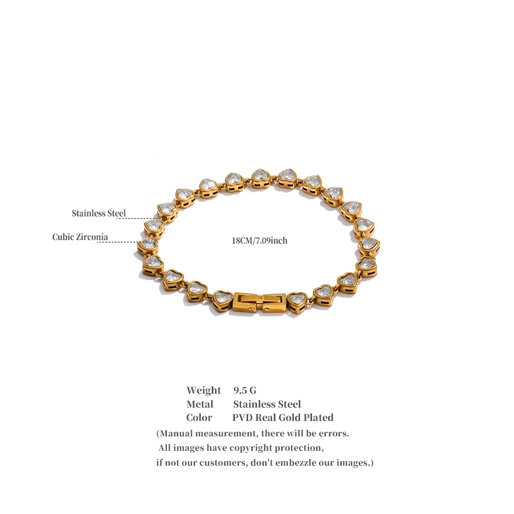 Yhpup Edelstahl-Armband mit Zirkonia-Herz und Liebeskette, hochwertiger, trendiger Fantasy-Handgelenkschmuck – Detail 1