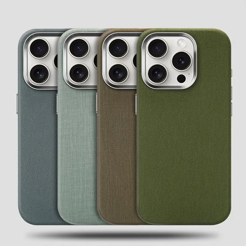 Luksusowe, gładkie etui na telefon z nylonu na iPhone 17 Air 16 15 14 13 Pro Max, ze stopu, z ochroną obiektywu, kompatybilne z MagSafe, bezprzewodowe ładowanie, odporne na wstrząsy. — zdjęcie produktu 2