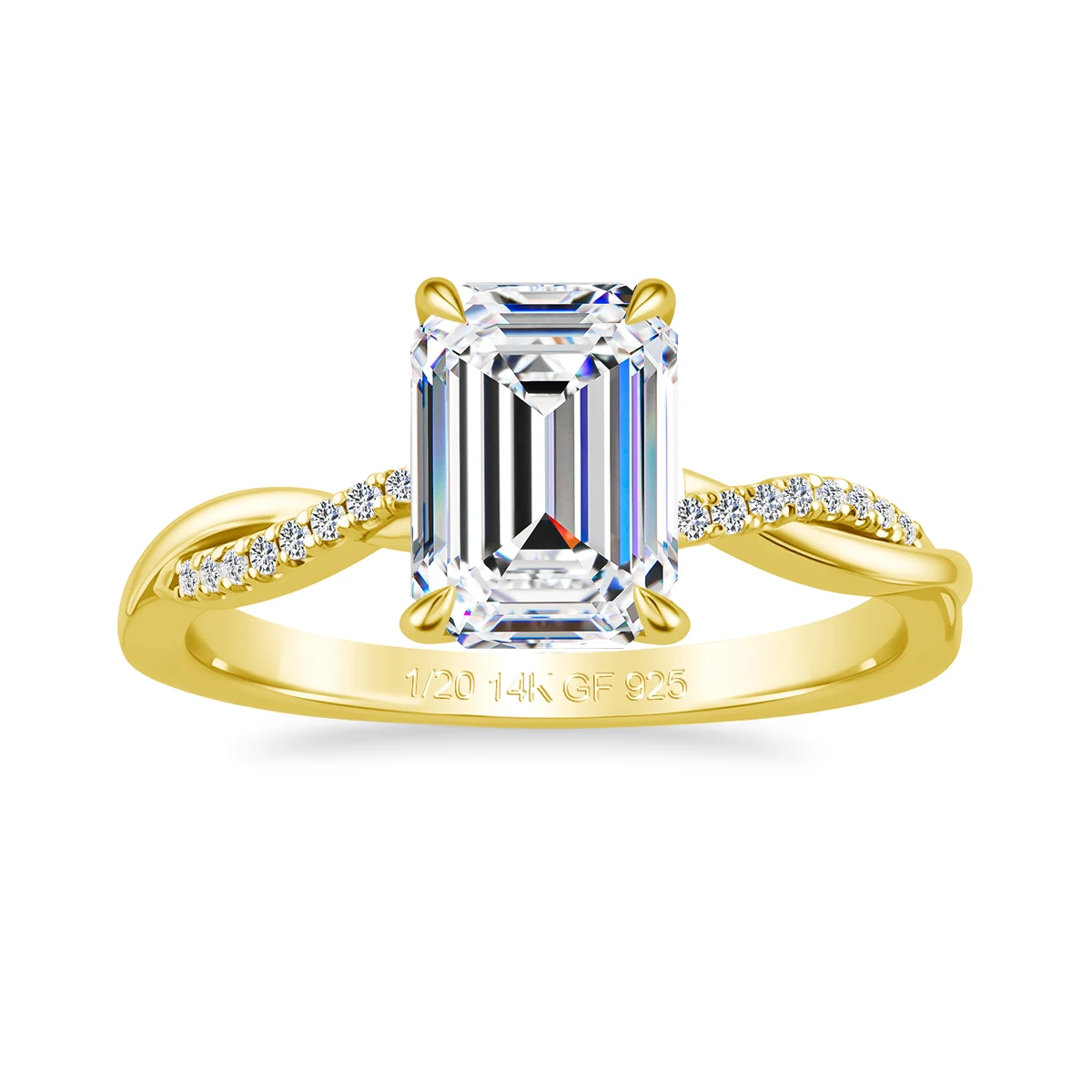 2 Pcs 14K Gold Filled D VVS1 Emerald Cut Moissanite Wedding Rings for Women 3CT Engagement Ring Sets Fine Jewelry