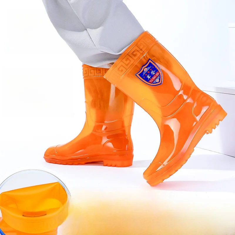 

Unisex Mid-Calf Rain Boots Waterproof Non-Slip Quick-Dry Kitchen Friendly Slip-On Shoes No Inner Military Style Water ...