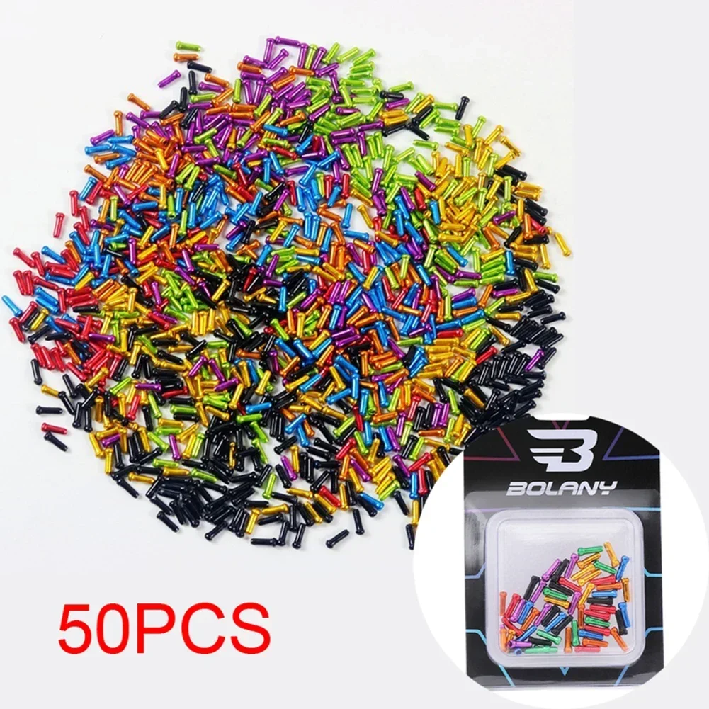 Mixed Color 50X Bike Bicycle Brake Shifter Inner Cable Tips Wire End Cap Crimps for Cyclists and Bike Enthusiasts