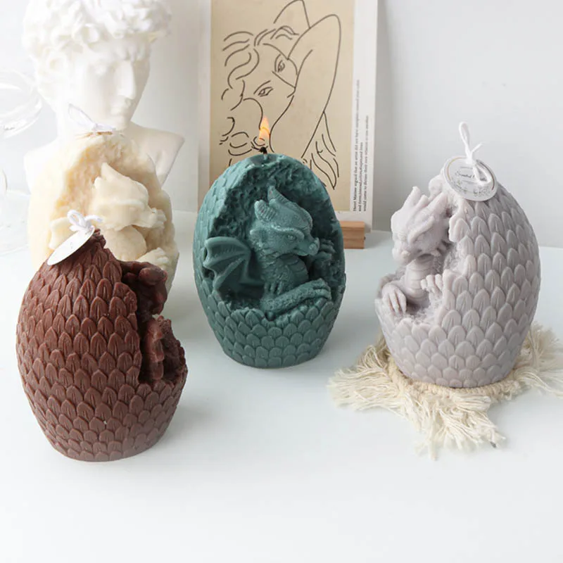 3D Dragon Egg Candle Silicone Mold Handmade Gypsum Candle Making Resin Plaster Mould Soy Wax Soap Silicone Molds Desktop Decor