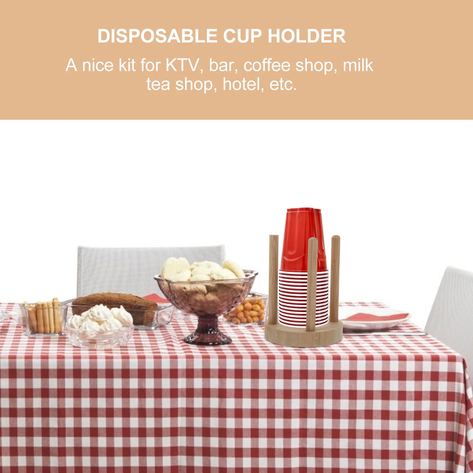 

1pc Paper Cup Rack Lightweight Organizer For Coffee Shop Disposable Cup Holder Wood Style Storage Stand Practical