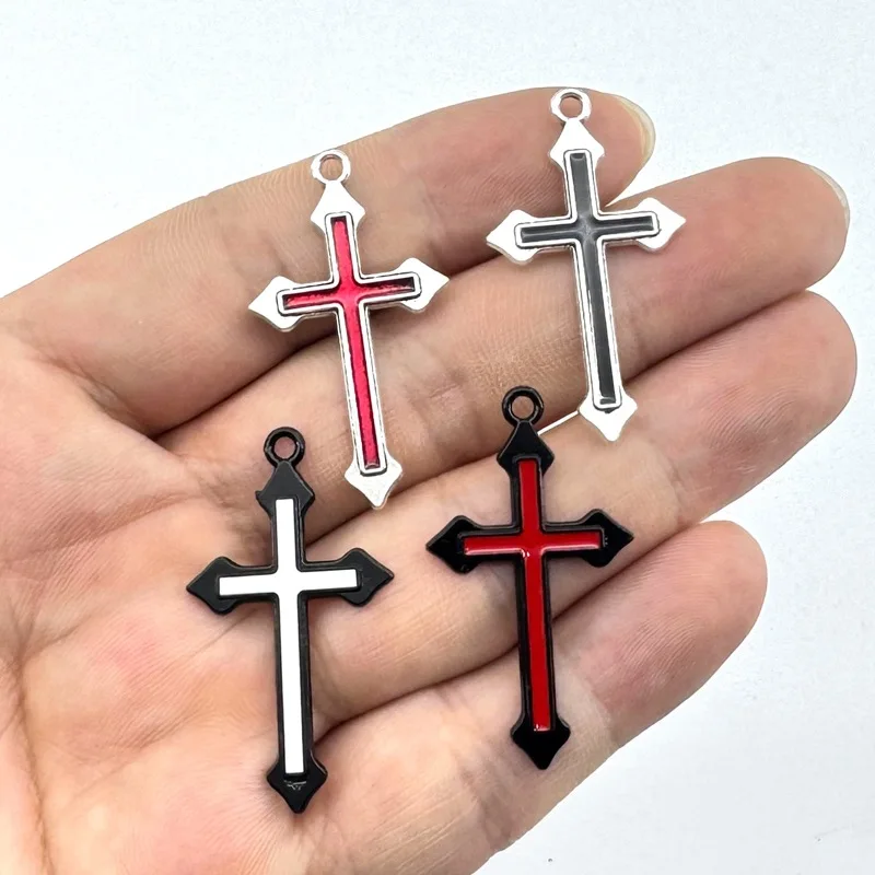 10PCS Long Hip Hop Cross Men's Trendy Street Personality Versatile Alloy Pendant Women's Trampoline Accessories