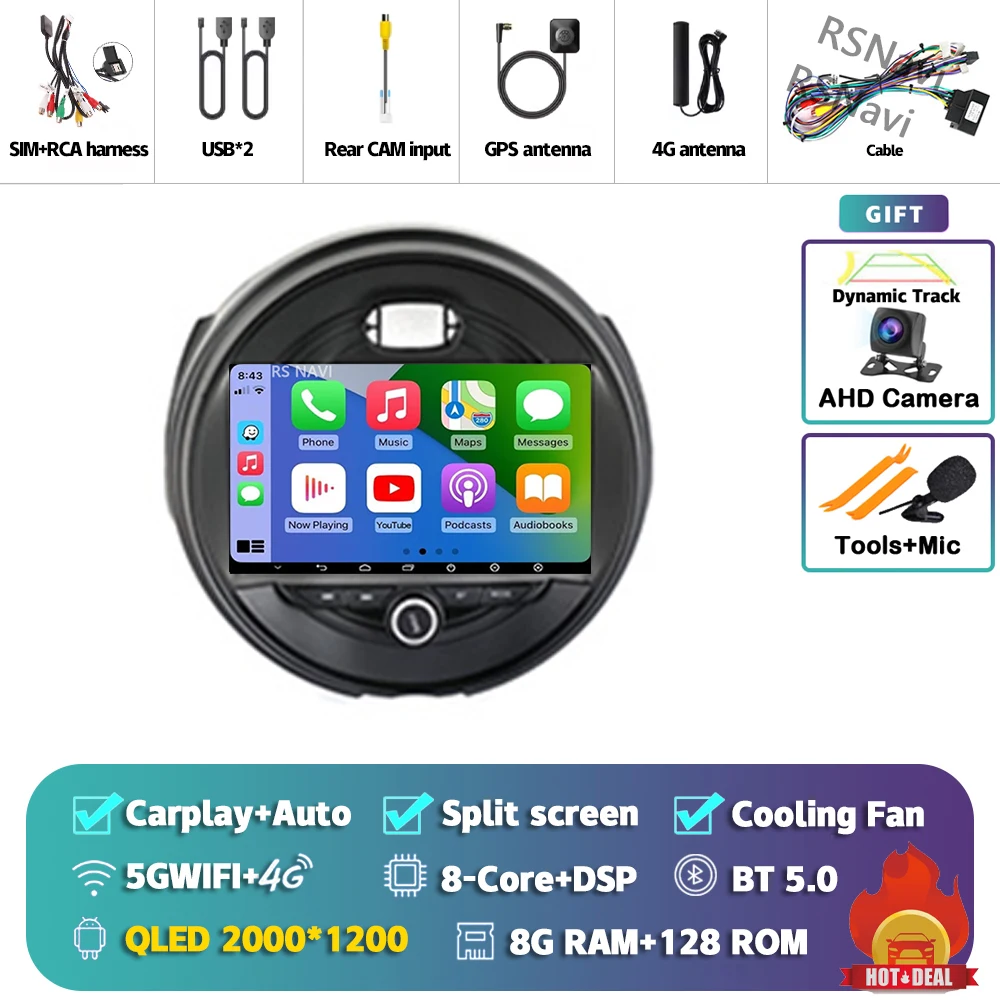 Android 15 Carplay Auto 2K Scherm Autoradio Multimedia Speler Voor BMW MINI Cooper F54 F55 F56 F60 2015 - 2019 Autoradio Stereo