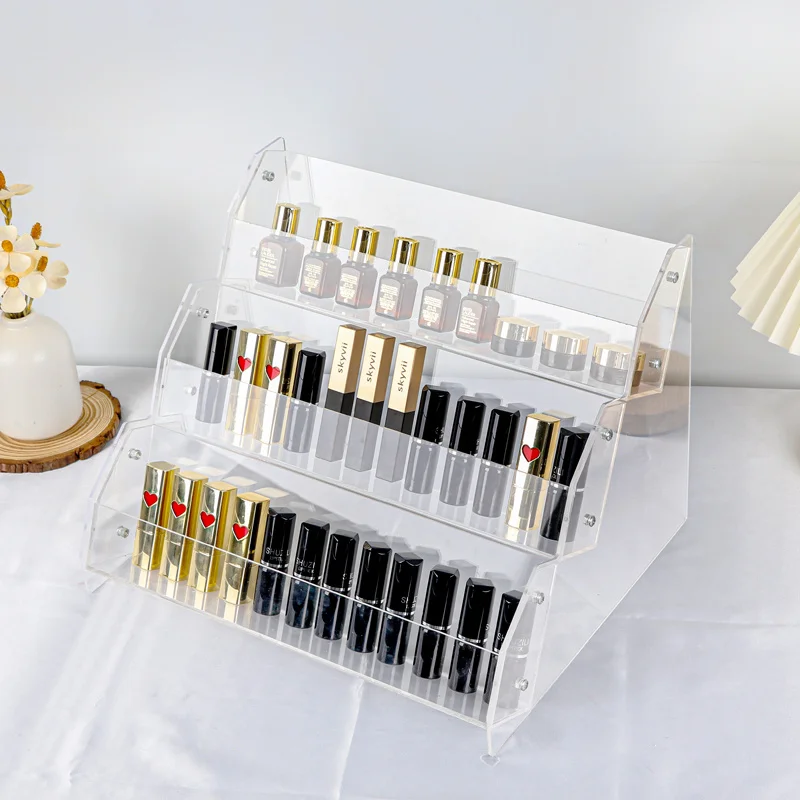 

3/4/5Tier Acrylic Display Holder For Lipstick Lip Glaze Eye Shadow Tray Air Cushion,Clear Storage Rack Cosmetic Organizer Stand