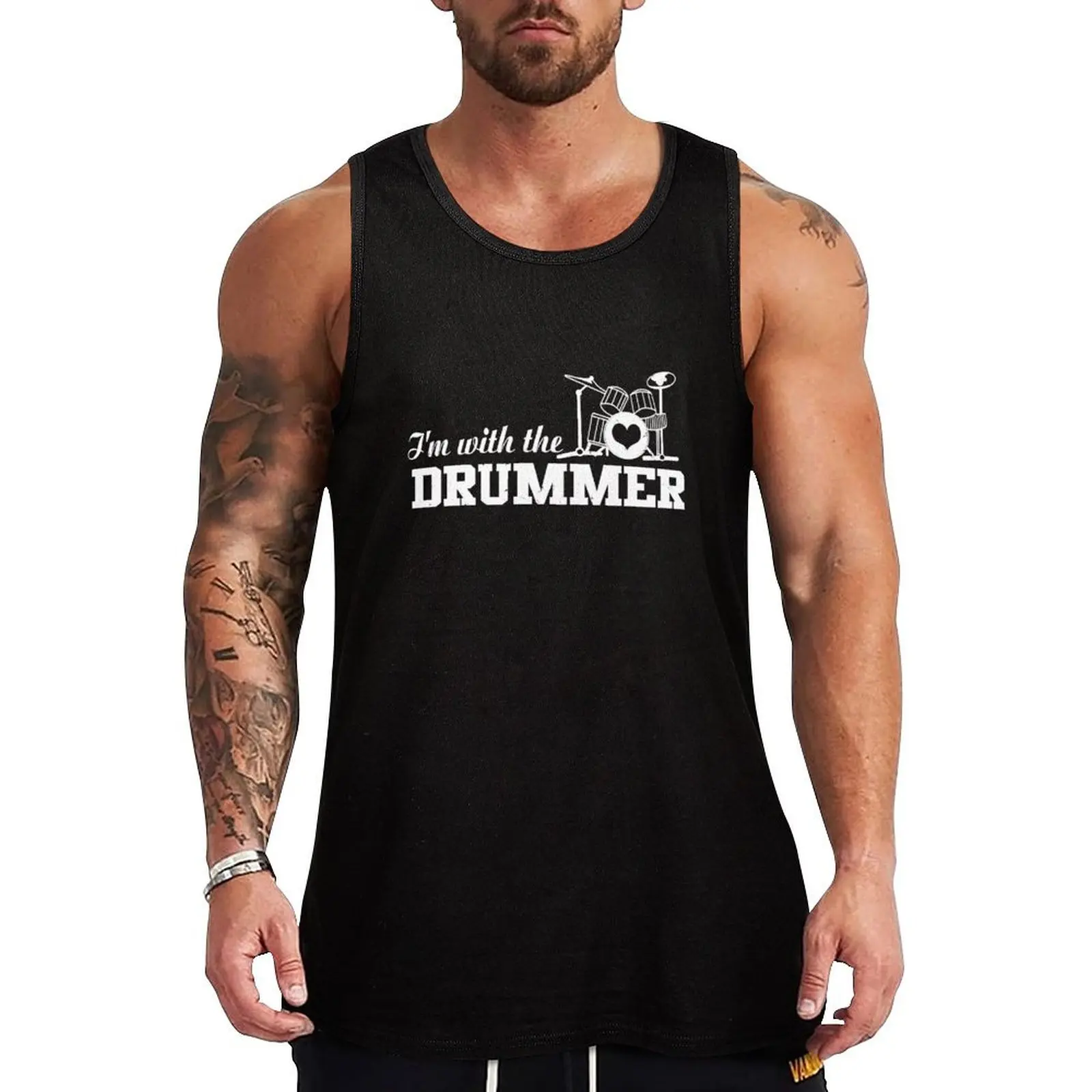 

I'm With The Drummer Tank Top gym Men's t-shirts gym clothing t-shirt for man Working vest