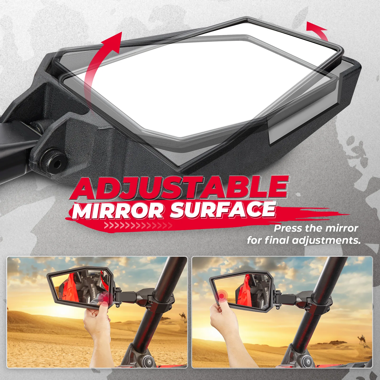 KEMIMOTO UTV Side Mirrors Aluminum Clamp 4 Colors Fits 1.75