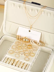 37 Pcs/Set Boho Simple Gold Color Pendant Necklace Pearl Earrings Geometric Ring Jewelry Set For Women Daily Wear Gifts 2024 New