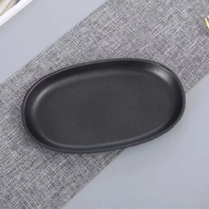 Cast iron frying pan commercial western-style steak pot iron plate burning thickened pig iron barbecue plate non-coated non-stic