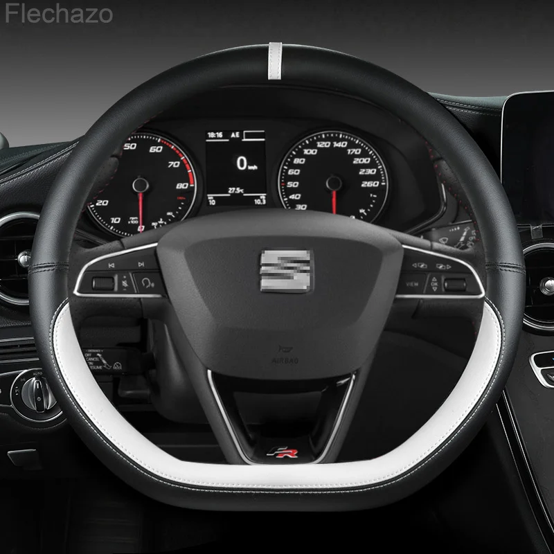 Microfiber Leather Car Steering Wheel Cover Non-Slip 38cm For Seat Tarraco Arona Ateca Ibiza Toledo Mii Leon Arosa Exeo ST FR