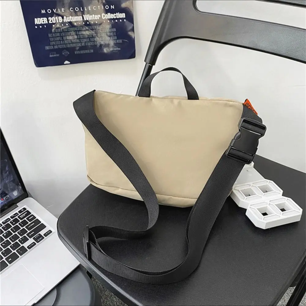 Solid Color Men Shoulder Bag Casual Nylon Zipper Sports Chest Bag Storage Pounch Large Capacity Travel Mini Backpack