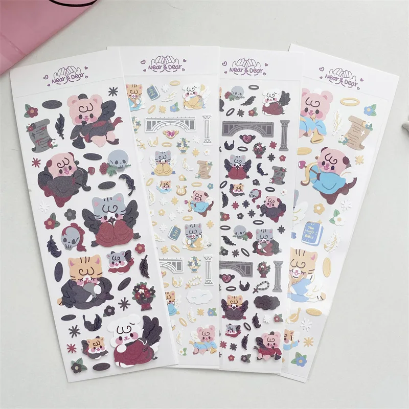Korean Ins Cute Cartoon Angel Devil Gooka Sticker DIY Handbook Polaroid Decorative Material Waterproof Sticker