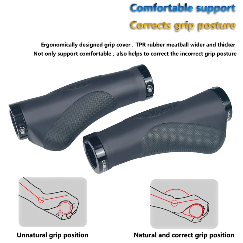 Bicycle Handlebar Grips TPR Rubber Comfy City Mountain Bike Scooter MTB Soft Cycling Handle Bar Cover End Non-slip Aluminum Lock