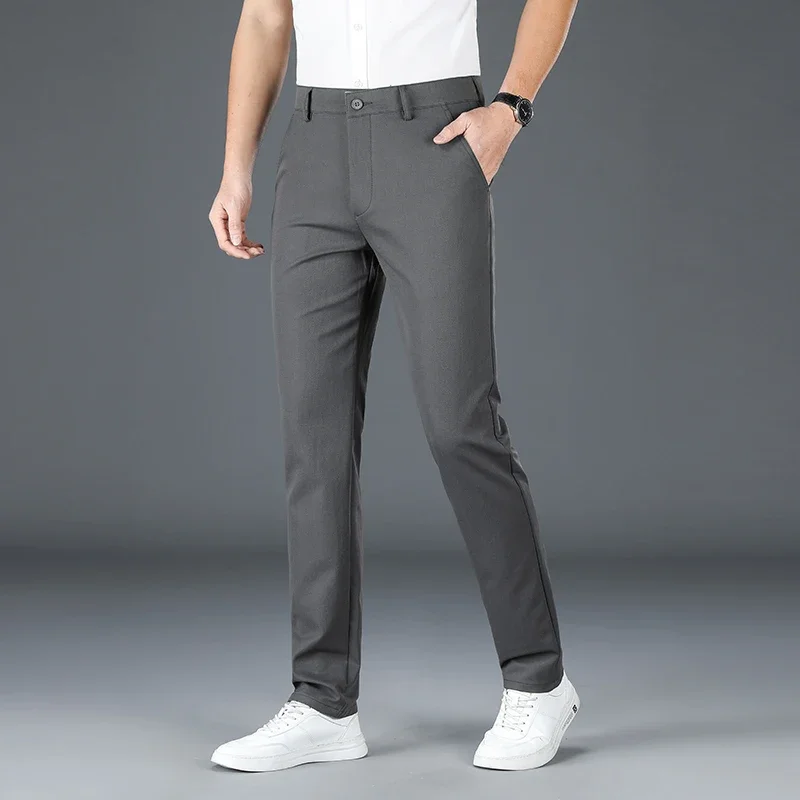 Calça casual slim fit masculina, calça formal, moda chinesa, roupas de marca masculina, primavera, outono, plus size 30-40, 2023