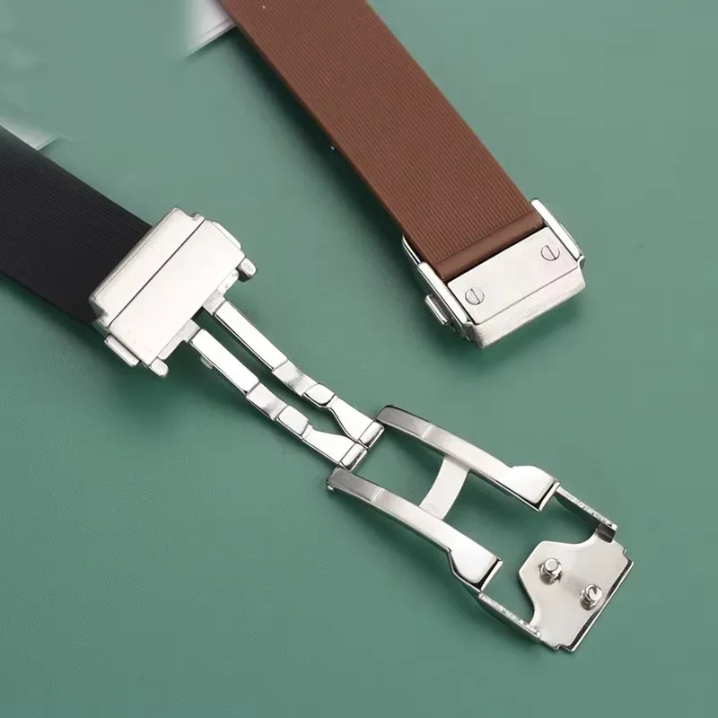 ل Hublot أنثى النساء المطاط حزام الكوارتز الانصهار ساعة سيليكون اكسسوارات الفرقة المعصم الفرقة 18 مللي متر مشبك ساعة 20X13mm