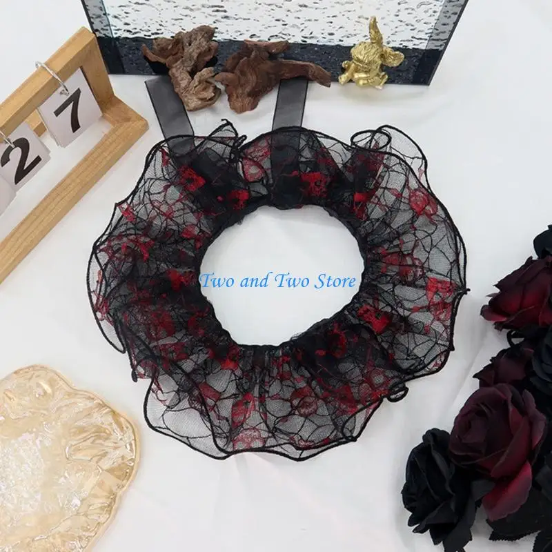 HX6F Fashion Spread Lapel Detachable Wrist Cuff Lace Collar French Design For Dresses Blouses Effortless