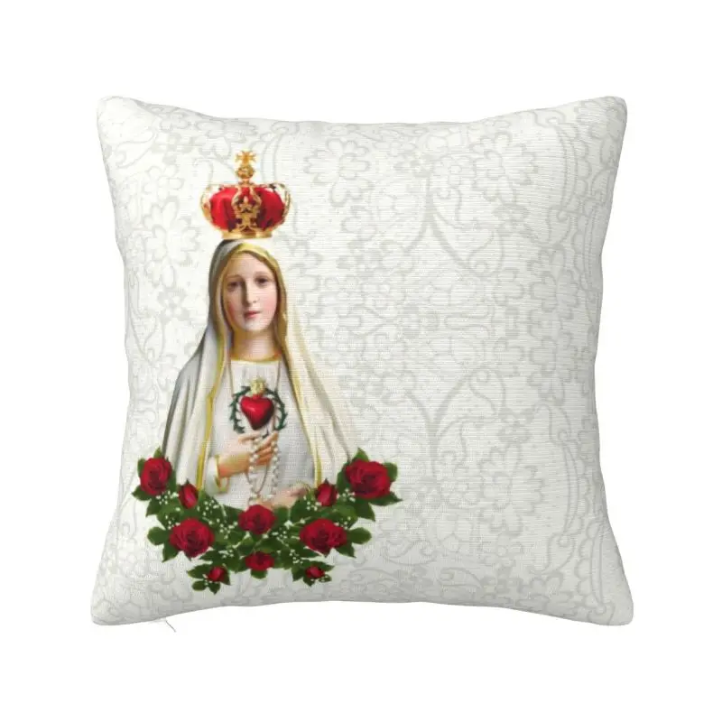 Our Lady Of Fatima Pillow Decorative Portugal Rosary Catholic Virgin Mary Luxury Cushion Cover Velvet Pillowcase