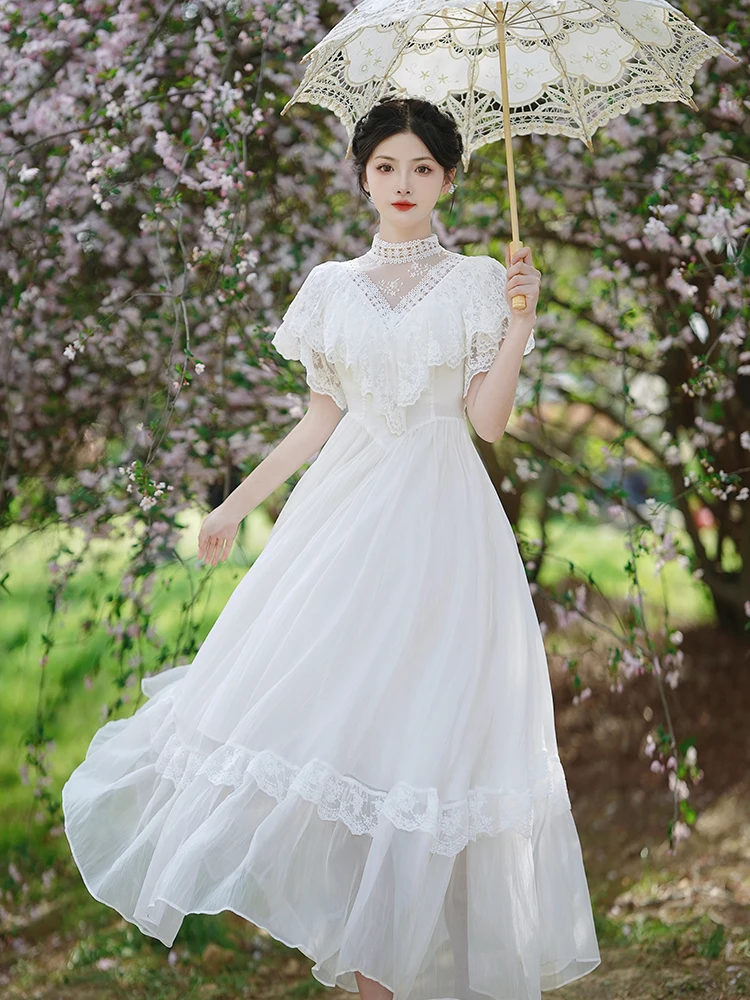 Summer White Lace Fairy Dress Woman Retro Victorian Style Romantic Princess Dresses Party Night Vestido Festa Robe Blanche Femme - AliExpress 200000345 Summer White Lace Fairy Dress Woman Retro Victorian Style Romantic Princess Dresses Party Night Vestido Festa Robe Blanche Femme - AliExpress 200000345