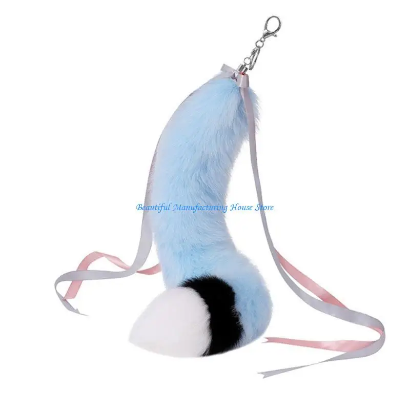 

E56A Ribbon Plush Tail Keychain Pendant Decorations Charm for Bag Backpack Handbag