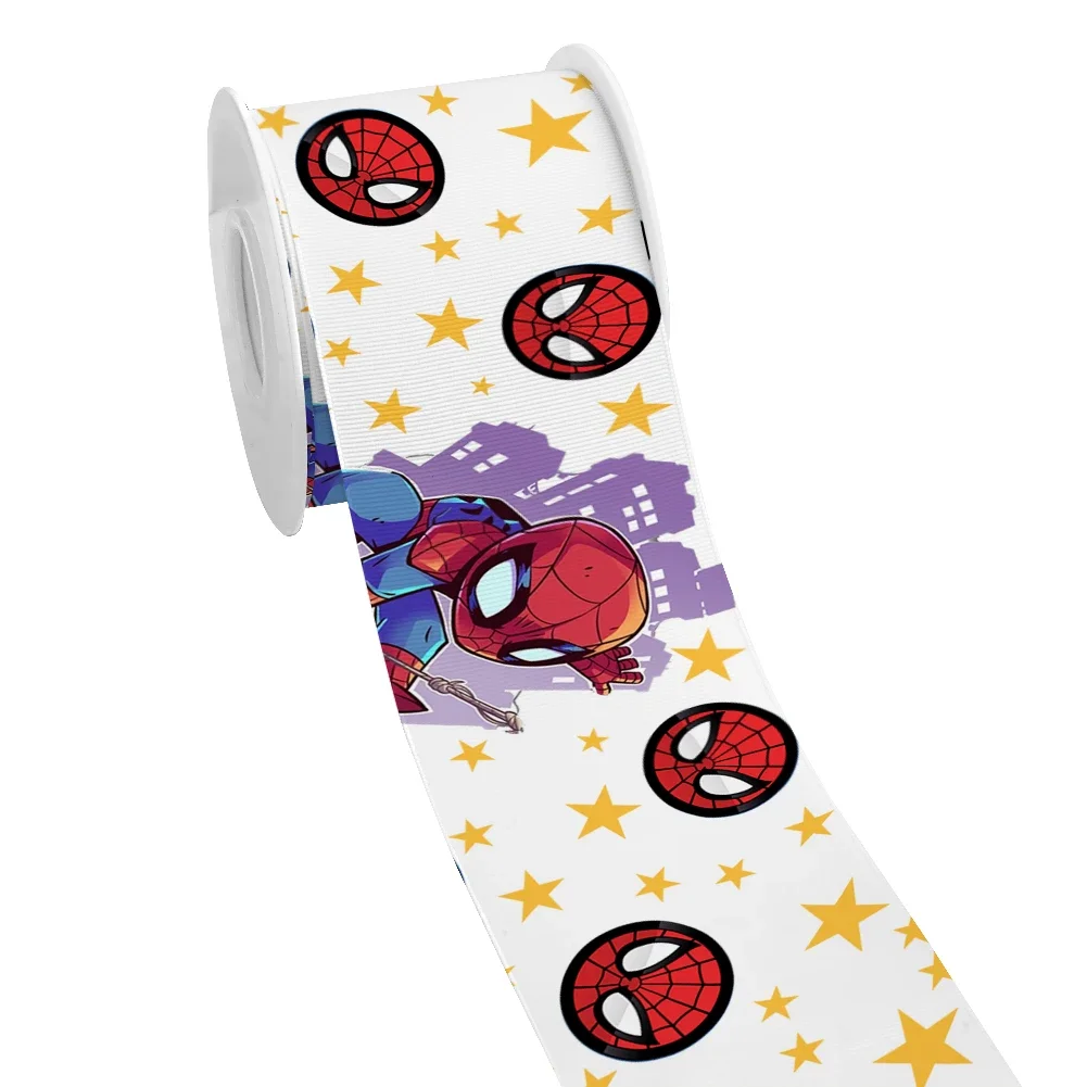 10yards Disney Marvel Cartoon Hero Character Pattern Printed Grosgrain Ribbon for DIY Girl Headwear Bows Satin Ribbon