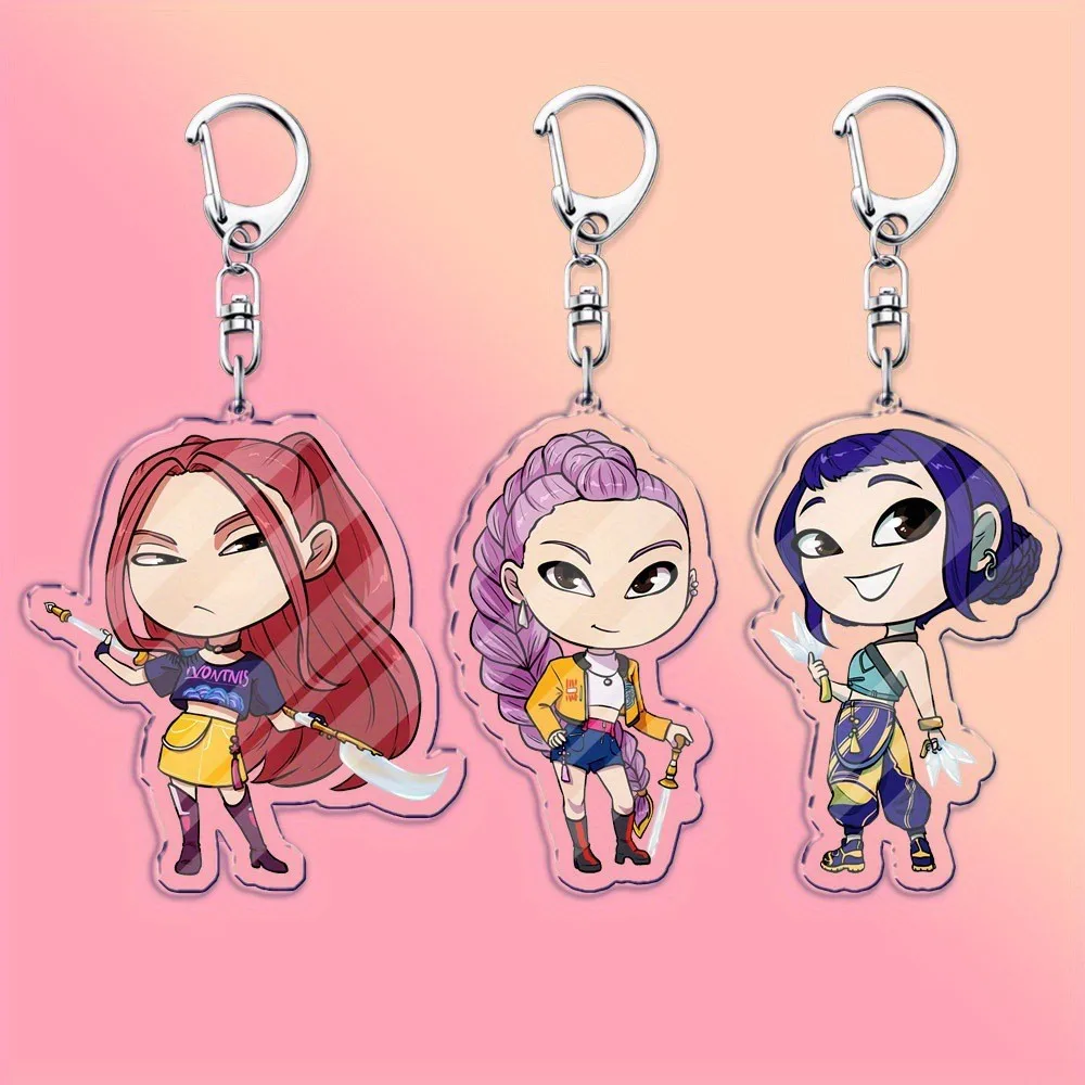 Anime kpop caçadores de demônios kawaii superstar zoe rumi mira chaveiro acrílico unters huntr/x bebê chaveiro caçador-x saco pingente 5cm