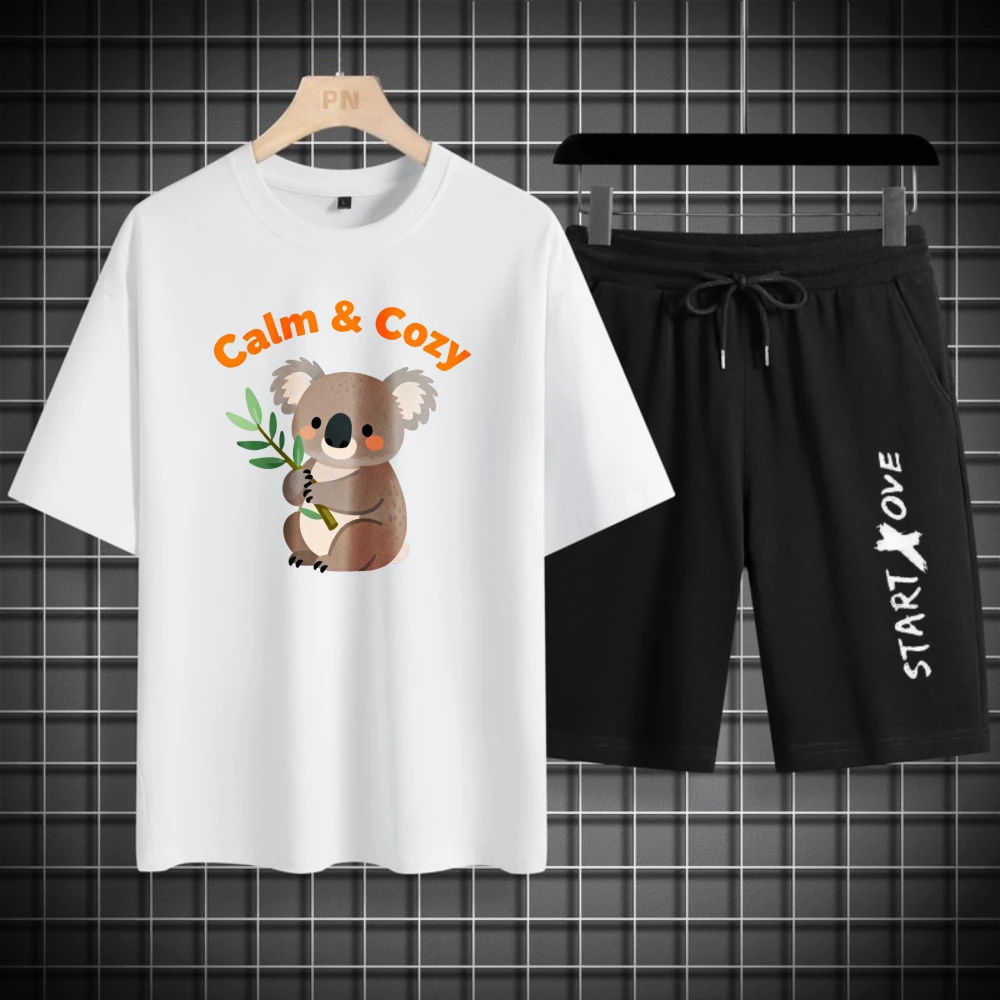 

Мужские комплекты футболок, дышащий летний спортивный костюм из полиэстера, шорты с короткими рукавами, комплект свитшотов, модная капельная одежда