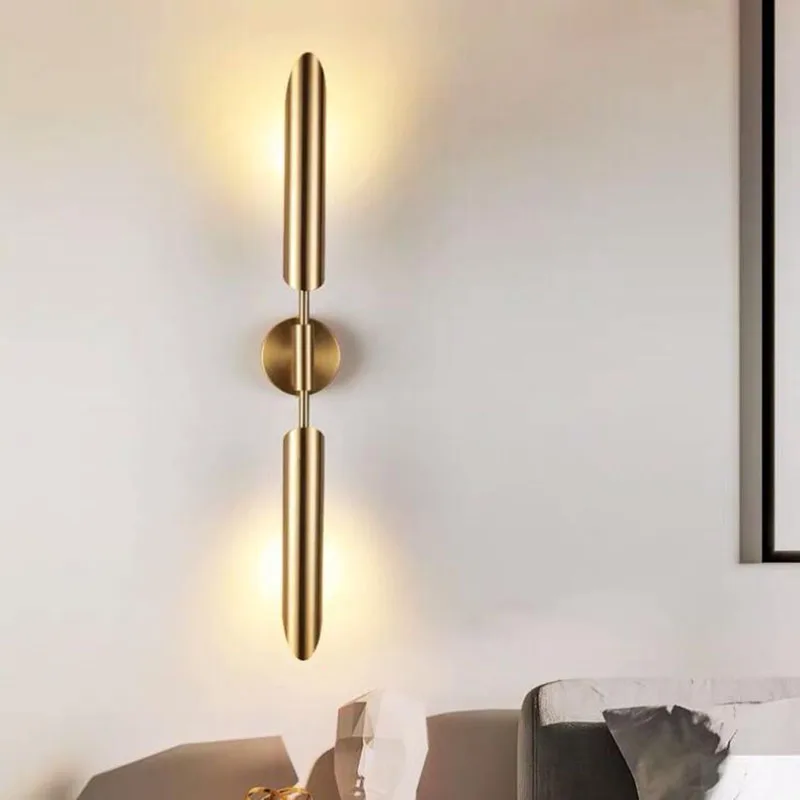 Modern simple Bedroom LED wall lamp up down background opposite wall light LED bedside foyer corridor gold LED sconce AC85-265V