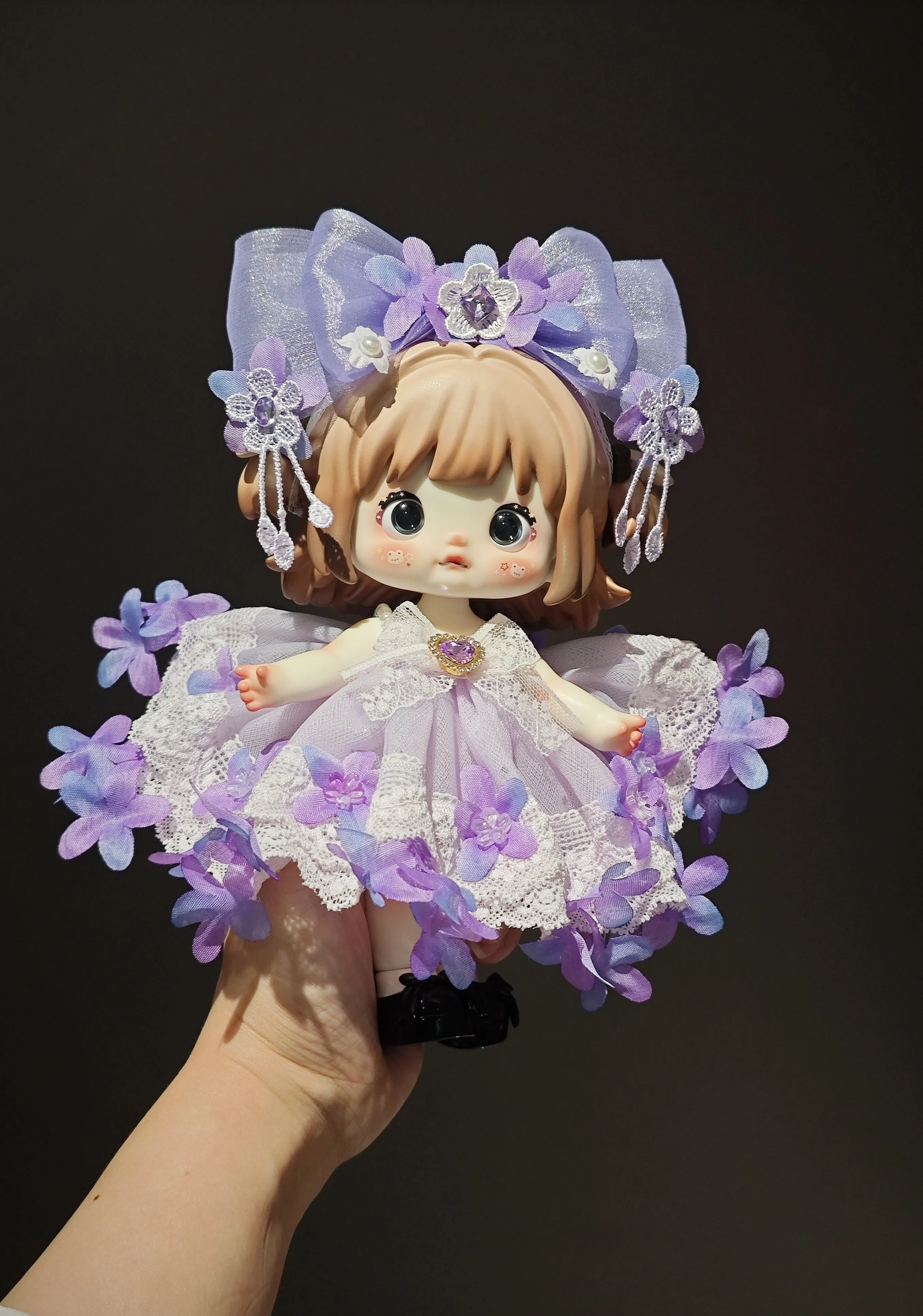 (Only Clothes)For Nommi Clothes Blossom Series Slightly Flawed Sample Light Blue Lace Flower Decorated Dress