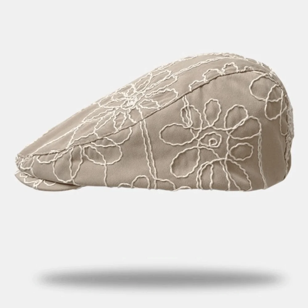 Fashion Retro Forward Cap Flower Embroidery Korean Style Beret Casual Versatile Sweet Spicy British Hat For Lady Girl