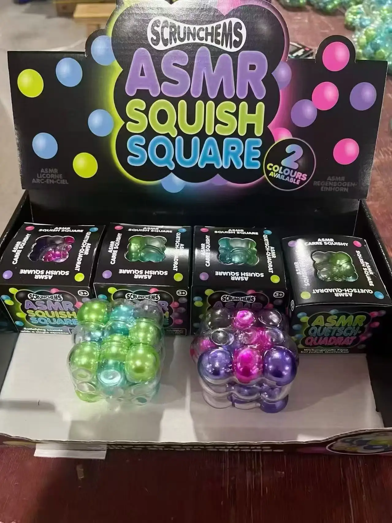 Scrunchems Colorful Beads Fidget Squeeze Cube Soft Gummy Stress Relief Anti Anxiety Asmr Squish Square Toy For Adults Desk