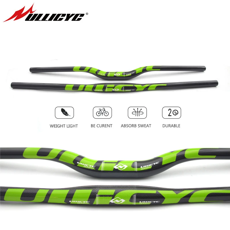 Ullicyc Carbon rower górski kierownica rowerowa kierownica węglowa MTB 3k błyszczący zielony 31.8*600/640/660/680/700/720mm CB186 — zdjęcie 3
