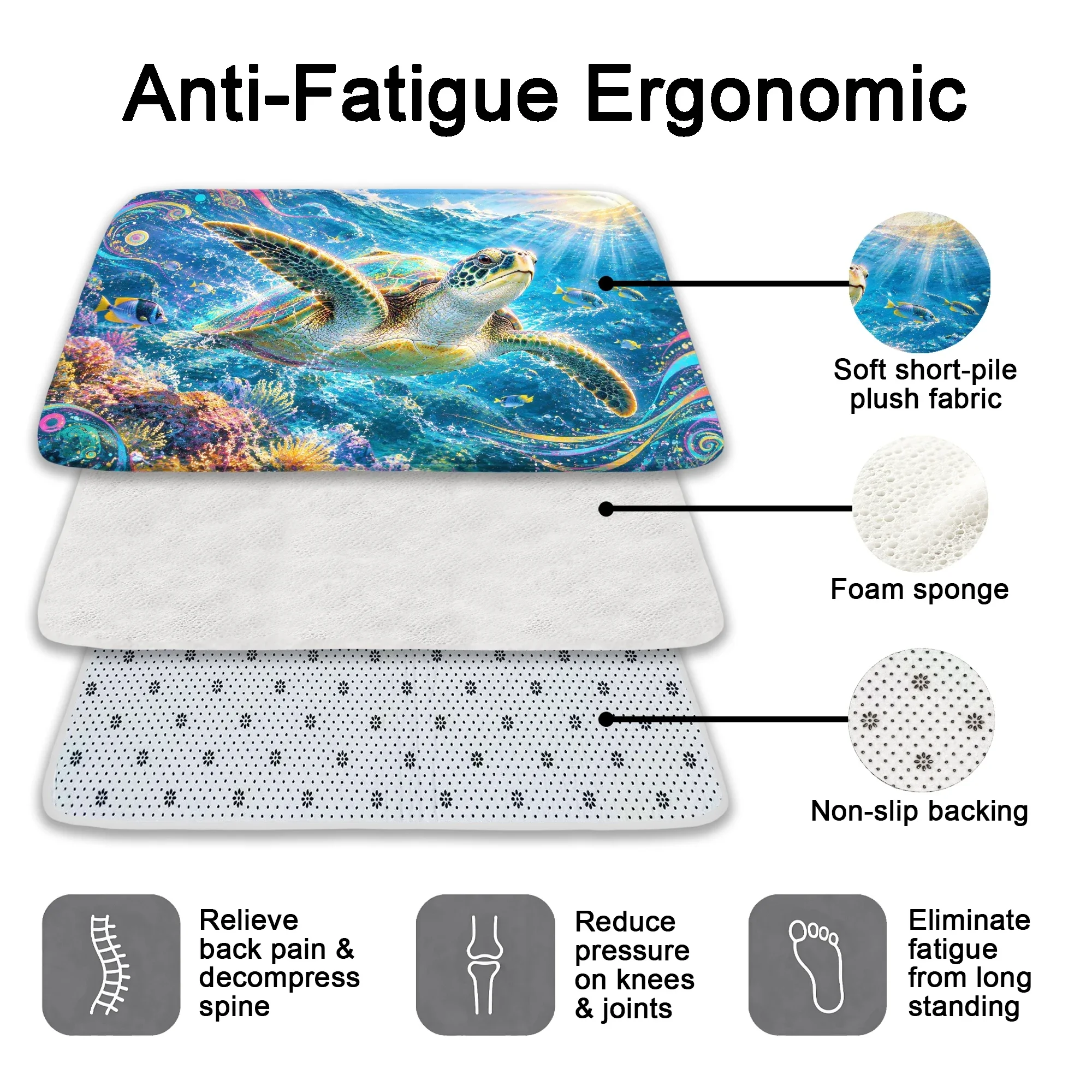 Sea turtle Bath Mat Water Absorbent Quick Dry Anti-Slip Shower Rug Floor Carpet for Bathroom Home Decor